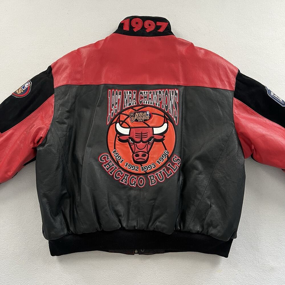 Vtg NWT Chicago Bulls Jeff Hamilton 1997 NBA Champions Finals Leather Jacket 3XL